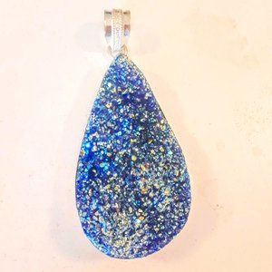 Large Sterling Silver Drusy Pendant.